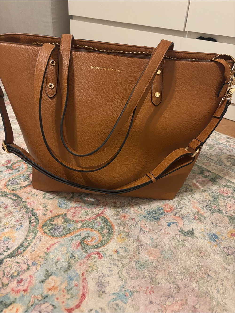 Tan Leather Tote Bag